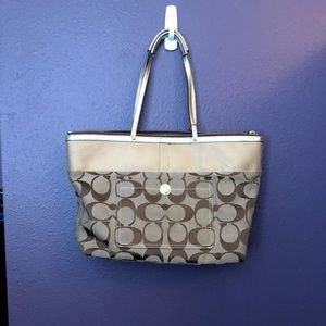 Brown & gold XL Coach purse
